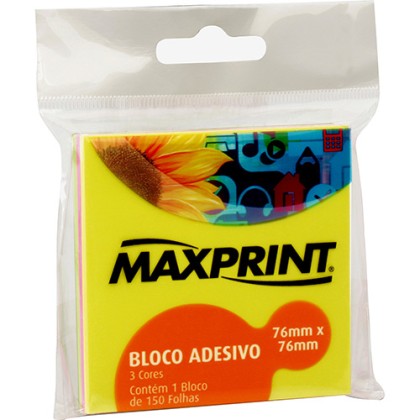 BLOCO DE ADESIVO MÉDIO AMARELO - 7.6CM X 7,6CM - 100 FLS. - MAXPRINT